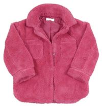Růžová huňatá podšitá bunda s kapsami H&M