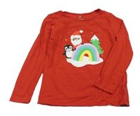 Červené triko s duhou a Santou H&M