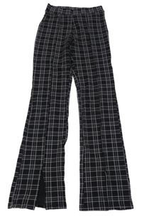 Černo-fialové kostkované flare legíny H&M