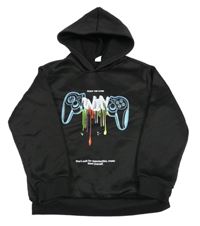 Černá mikina s ovladačem a kapucí shein