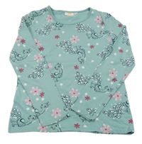 Zelené triko s ptáčky kids