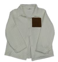 Bílá vzorovaná tepláková košile s hnědou kapsou shein