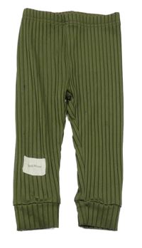 Tmavozelené žebrované lehké tepláky