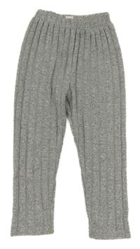 Šedé žebrované úpletové kalhoty shein