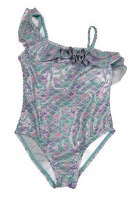 Barevné vzorované třpytivé jednodílné plavky s volánkem Primark