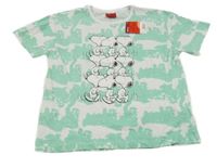 Nové - zeleno-bílé vzorované tričko se Snoopym 