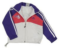 Bílo-fialovo-růžová sportovní crop bunda s logem - Adidas