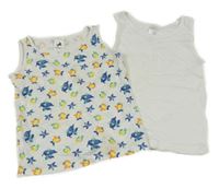 2x nátělník - bílý + bílý s podmořským světem 