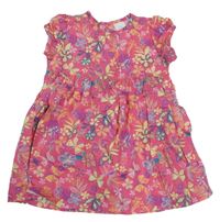 Růžové lehké šaty s barevnými motýlky C&A