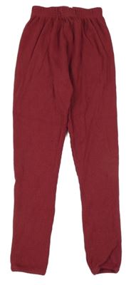 Vínové žebrované legíny 