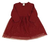Vínové šaty s tylovou sukní H&M