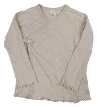 Světlerůžové žebrované zavinovací triko H&M