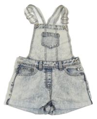 Světlemodro-bílé melírované riflové laclové kraťasy F&F