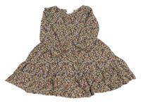 Khaki-růžové květované šaty Topolino