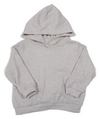 Béžový žebrovaný lehký svetr s kapucí H&M