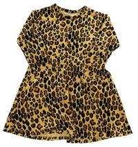 Světlehnědé sametové šaty s leopardím vzorem