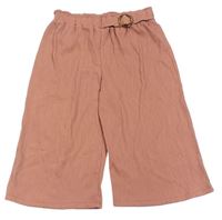 Starorůžové žebrované culottes kalhoty se sponou zn. Primark