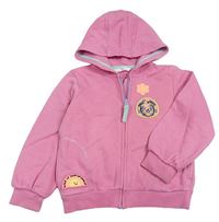 Růžová propínací mikina s nášivkami a kapucí M&S