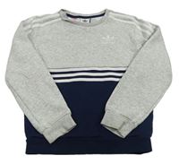 Šedo-tmavomodrá melírovaná mikina s logem Adidas