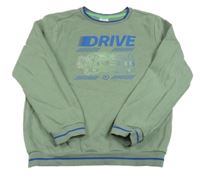 Zelená mikina s autem a nápisy S. Oliver