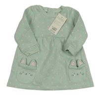 Nové - Mintové teplákové šaty se srdíčky a čumáky Peacocks