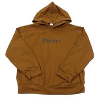 Hnědá mikina s nápisem a smajlíkem a kapucí Shein