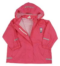 Růžová šusťáková jarní bunda s postavami a kapucí Papagino