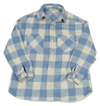 Světlemodro-bílá kostkovaná flaušová košilová bunda C&A