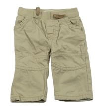 Béžové plátěné kalhoty s úpletovým pasem  Obaibi