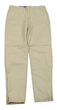 Béžové koženkové zateplené legíny Zara