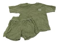 2set- Khaki froté tričko s nápisem + kraťasy George