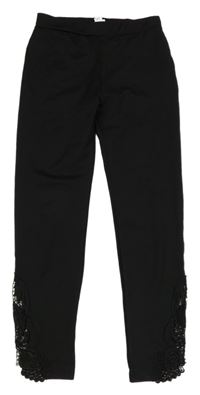 Černé crop legíny s krajkou River Island