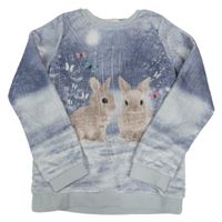 Šedá plyšová mikina s králíčky H&M