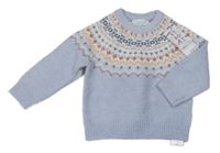 Nové - Světlemodro-bílo-béžovo-růžový vzorovaný svetr Primark