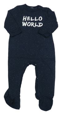 Tmavomodrý melírovaný overal s nápisem 