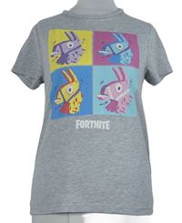 Dámské šedé tričko s potiskem Fortnite Primark 