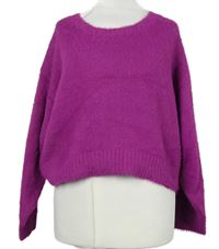 Dámský purpurový chlupatý crop svetr New Look 