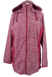 Dámská tmavorůžová melírovaná fleecová propínací dlouhá mikina s kapucí Janina 