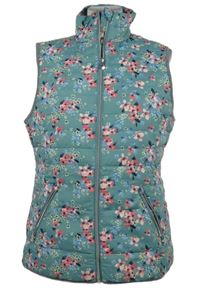 Dámská světlemodrá květovaná šusťáková zateplená vesta Paco Boutique 