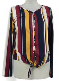 Dámské barevné pruhované triko s uzlem Colloseum