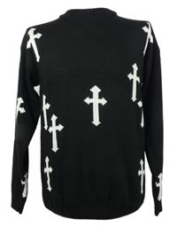 Pánský černý svetr s kříži 