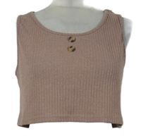 Dámský starorůžový žebrovaný crop top Shein