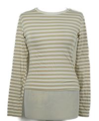 Dámské béžovo-bílé pruhované crop triko 