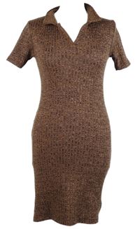 Dámské růžovo-vínové melírované svetrové šaty s límečkem Primark 