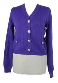 Dámský fialový žebrovaný propínací crop svetr Porta Fortuna 