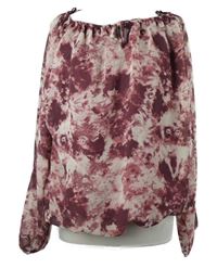 Dámská vínovo-bílá batikovaná šifonová halenka Janina 