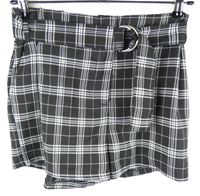 Dámská černo-bílá kostkovaná skort sukně s páskem FB Sister 