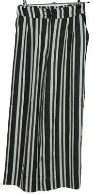 Dámské černo-bílé pruhované culottes kalhoty H&M