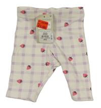 Bílo-fialové kostkované legíny s jahůdkami Primark