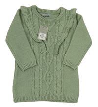 Khaki pletené šaty s volánkem Primark